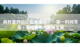 高权重网站论坛有哪些——第一时间发布+手工发布+足额文案