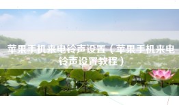 苹果手机来电铃声设置（苹果手机来电铃声设置教程）