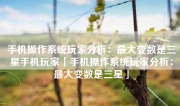 手机操作系统玩家分析：最大变数是三星手机玩家「手机操作系统玩家分析：最大变数是三星」