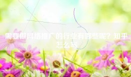 需要做网络推广的行业有哪些呢？知乎怎么写
