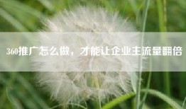 360推广怎么做，才能让企业主流量翻倍