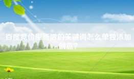 百度竞价里新增的关键词怎么单独添加创意？