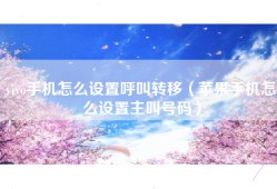 vivo手机怎么设置呼叫转移（苹果手机怎么设置主叫号码）