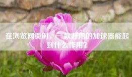 在浏览网页时，一款好用的加速器能起到什么作用？