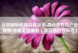 谷物磨粉机项目建议书-商业合作及产业规划-中金企信编制（项目可行性报告）