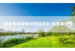 拼多多商家如何登陆后台 拼多多运营