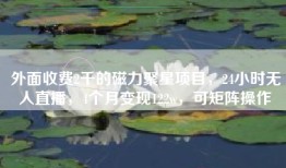 外面收费2千的磁力聚星项目，24小时无人直播，4个月变现122w，可矩阵操作