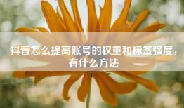 抖音怎么提高账号的权重和标签强度，有什么方法