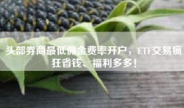 头部券商最低佣金费率开户，ETF交易疯狂省钱、福利多多！