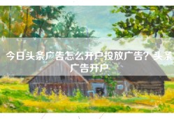 今日头条广告怎么开户投放广告？头条广告开户