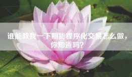 谁能教我一下期货程序化交易怎么做，你知道吗？