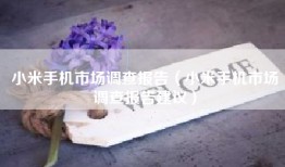 小米手机市场调查报告（小米手机市场调查报告建议）
