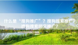 什么是“搜狗推广”？搜狗搜索推广？搜狗搜索图文推广？