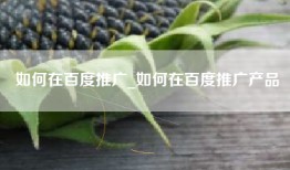 如何在百度推广_如何在百度推广产品