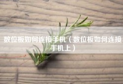 数位板如何连接手机（数位板如何连接手机上）