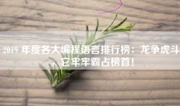 2019 年度各大编程语言排行榜：龙争虎斗，它牢牢霸占榜首！