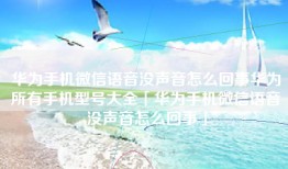 华为手机微信语音没声音怎么回事华为所有手机型号大全「华为手机微信语音没声音怎么回事」