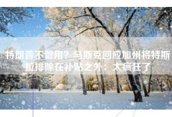 特朗普不管用？马斯克回应加州将特斯拉排除在补贴之外：太疯狂了