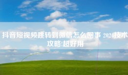抖音短视频跳转到微信怎么回事 2024技术攻略!超好用