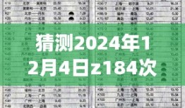 深度解读Z184次列车时刻表，特性分析、用户体验与目标用户群体解析，最新评测预测（2024年12月4日版）