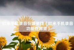 红米手机录音在哪里找（红米手机录音功能在哪里）