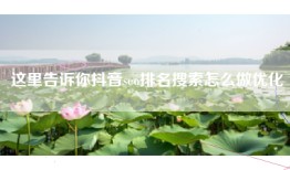 这里告诉你抖音seo排名搜索怎么做优化