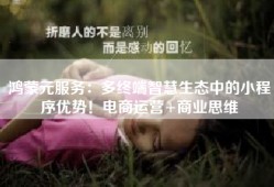 鸿蒙元服务：多终端智慧生态中的小程序优势！电商运营+商业思维