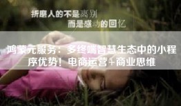 鸿蒙元服务：多终端智慧生态中的小程序优势！电商运营+商业思维