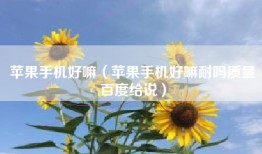 苹果手机好嘛（苹果手机好嘛耐吗质量百度给说）