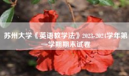 苏州大学《英语教学法》2023-2024学年第一学期期末试卷
