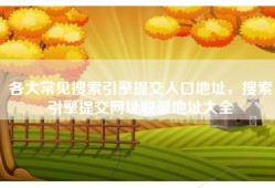 各大常见搜索引擎提交入口地址，搜索引擎提交网址收录地址大全