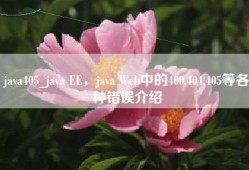 java405_java EE，java Web中的400,404,405等各种错误介绍