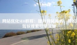 网站优化SEO教程：提升网站排名，轻松驾驭搜索引擎流量