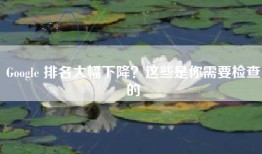 Google 排名大幅下降？这些是你需要检查的