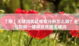 【原】关键词优化难度分析怎么做？老鸟如何一键筛选优质关键词