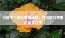 抖音平台茶叶营销战略：打造高效普洱茶运营方案