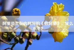 阿里员工在内网写的《致阿里》，什么水平？