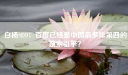 白杨SEO：百度已经是中国最多排第四的搜索引擎？