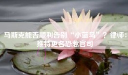 马斯克能否顺利告别“小蓝鸟”？律师：推特更名恐惹官司