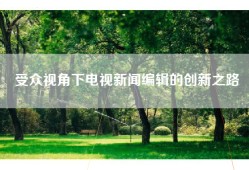 受众视角下电视新闻编辑的创新之路