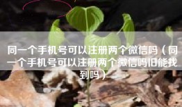 同一个手机号可以注册两个微信吗（同一个手机号可以注册两个微信吗旧能找到吗）