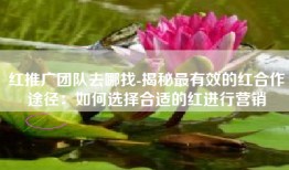 红推广团队去哪找-揭秘最有效的红合作途径：如何选择合适的红进行营销