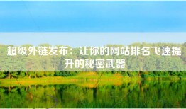 超级外链发布：让你的网站排名飞速提升的秘密武器