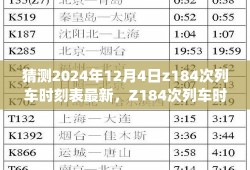 深度解读Z184次列车时刻表，特性分析、用户体验与目标用户群体解析，最新评测预测（2024年12月4日版）