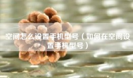 空间怎么设置手机型号（如何在空间设置手机型号）