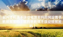 官兵手机该不该设锁屏密码如何设置手机锁屏密码「官兵手机该不该设锁屏密码」