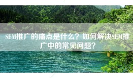 SEM推广的痛点是什么？如何解决SEM推广中的常见问题？
