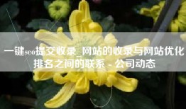 一键seo提交收录_网站的收录与网站优化排名之间的联系 - 公司动态