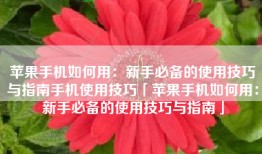 苹果手机如何用：新手必备的使用技巧与指南手机使用技巧「苹果手机如何用：新手必备的使用技巧与指南」