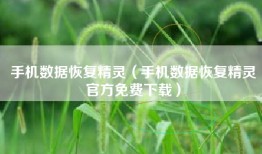 手机数据恢复精灵（手机数据恢复精灵官方免费下载）